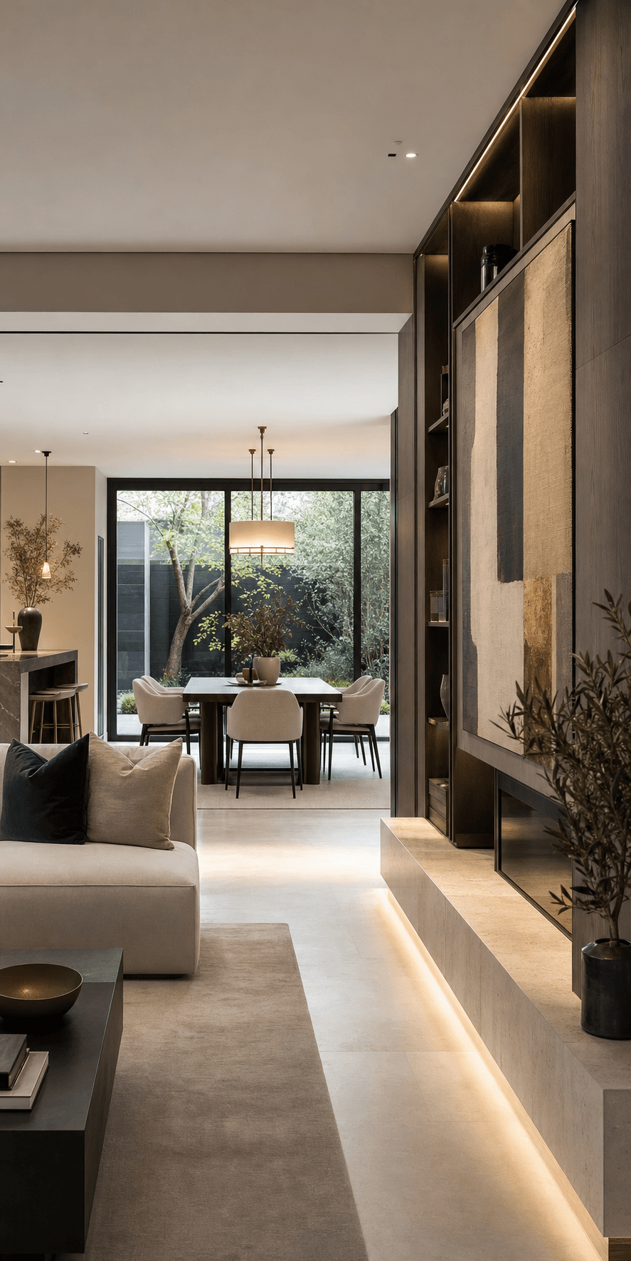 Completed open-plan refurbishment with smoked-oak joinery and garden glazing